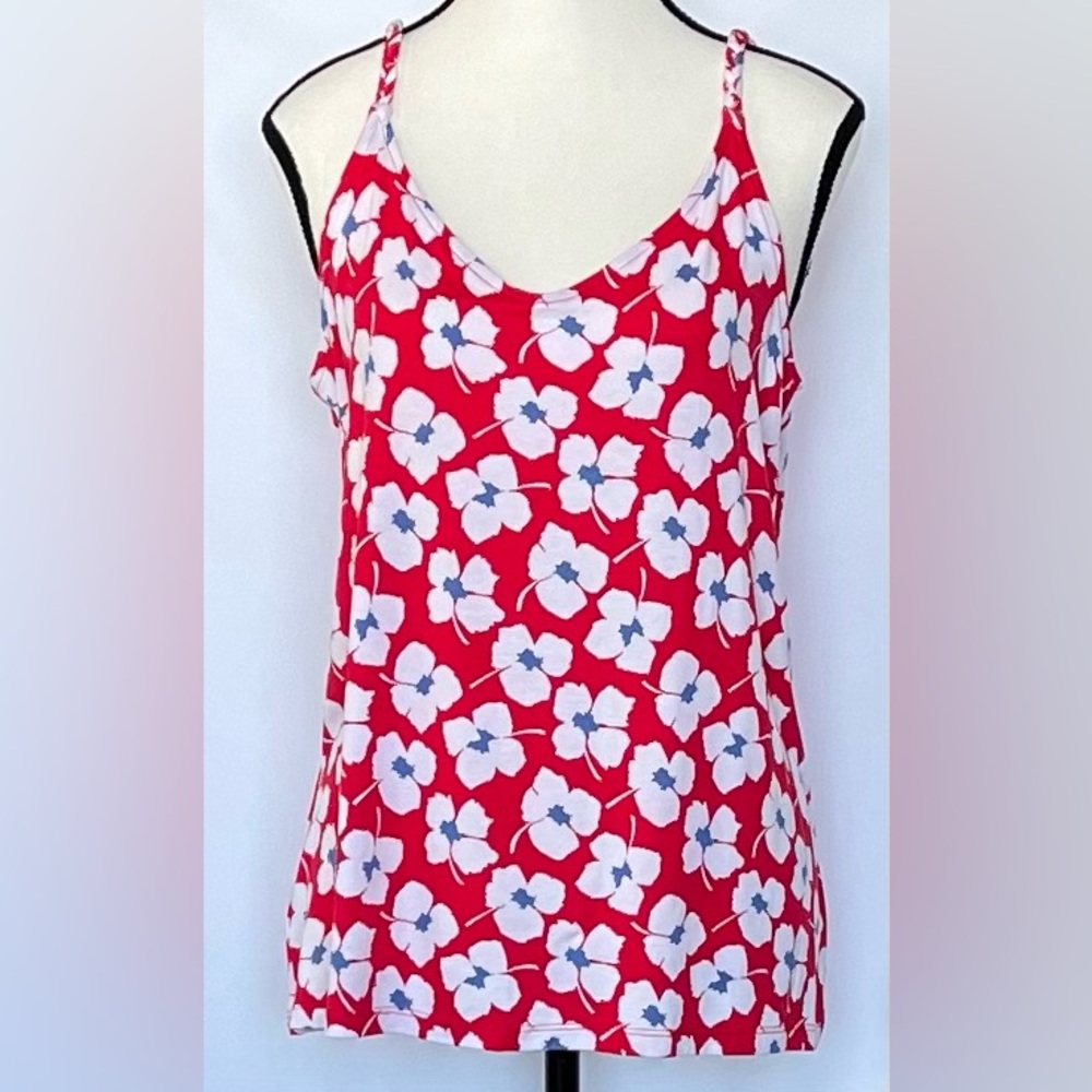 LOFT Floral Print Tank Top With Braided Shoulder Straps Large